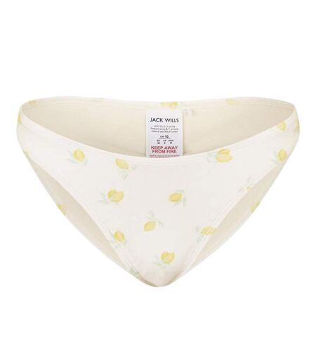 Womens/ladies Lemon High Waist Tanga White Yellow Jack Wills