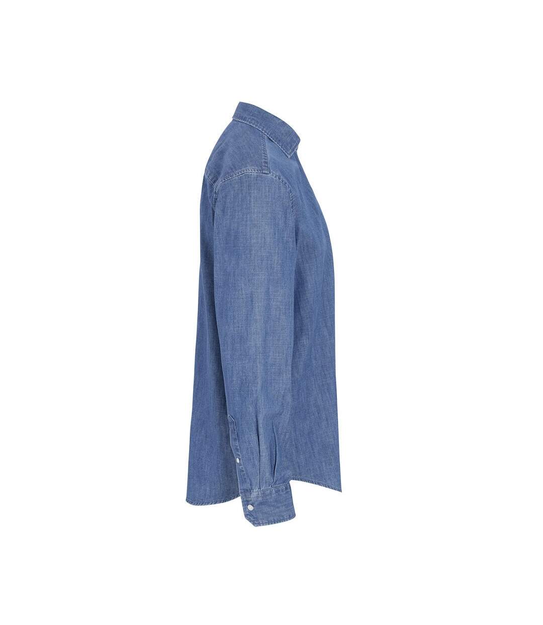 Mens Denim Slim Shirt Blue Cottover-4