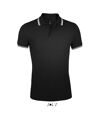 Polo homme coton - 00577 - noir et bande blanche