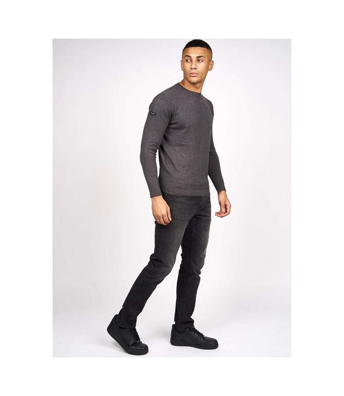 Crosshatch Mens Lempton Knitted Marl Sweater (Charcoal)