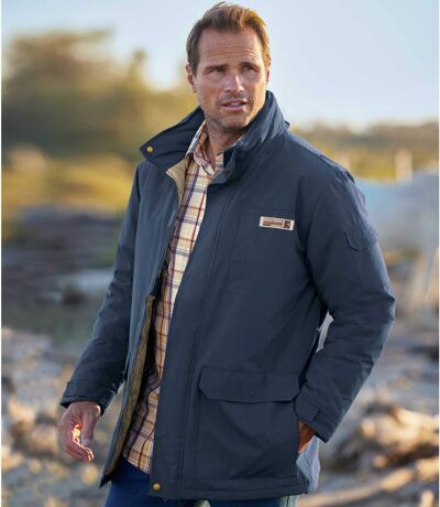 Men's Navy Multipocket Parka - Water-Repellent