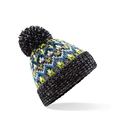 Bonnet à pompon Blizzard adulte - B458 - noir multicolore