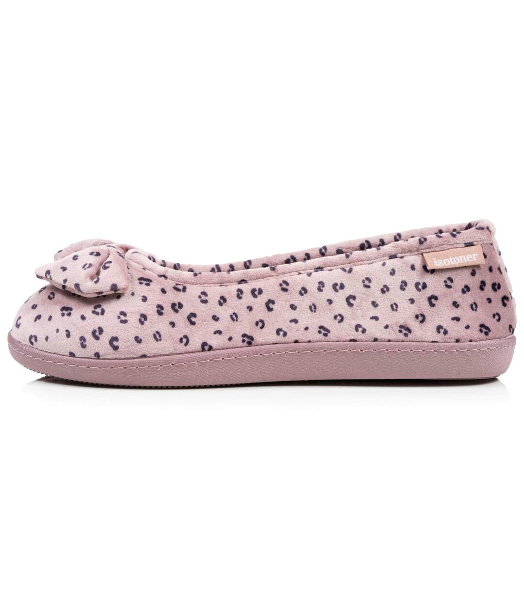Isotoner Chaussons Ballerines femme microvelours semelle ergonomique soutien voûte plantaire-4