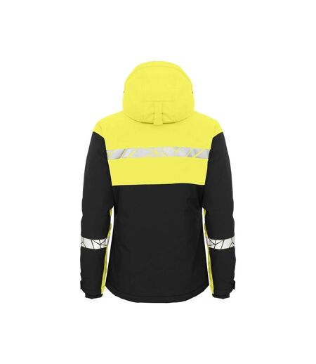 Womens/ladies Progression Soft Shell Jacket Black Yellow Projob