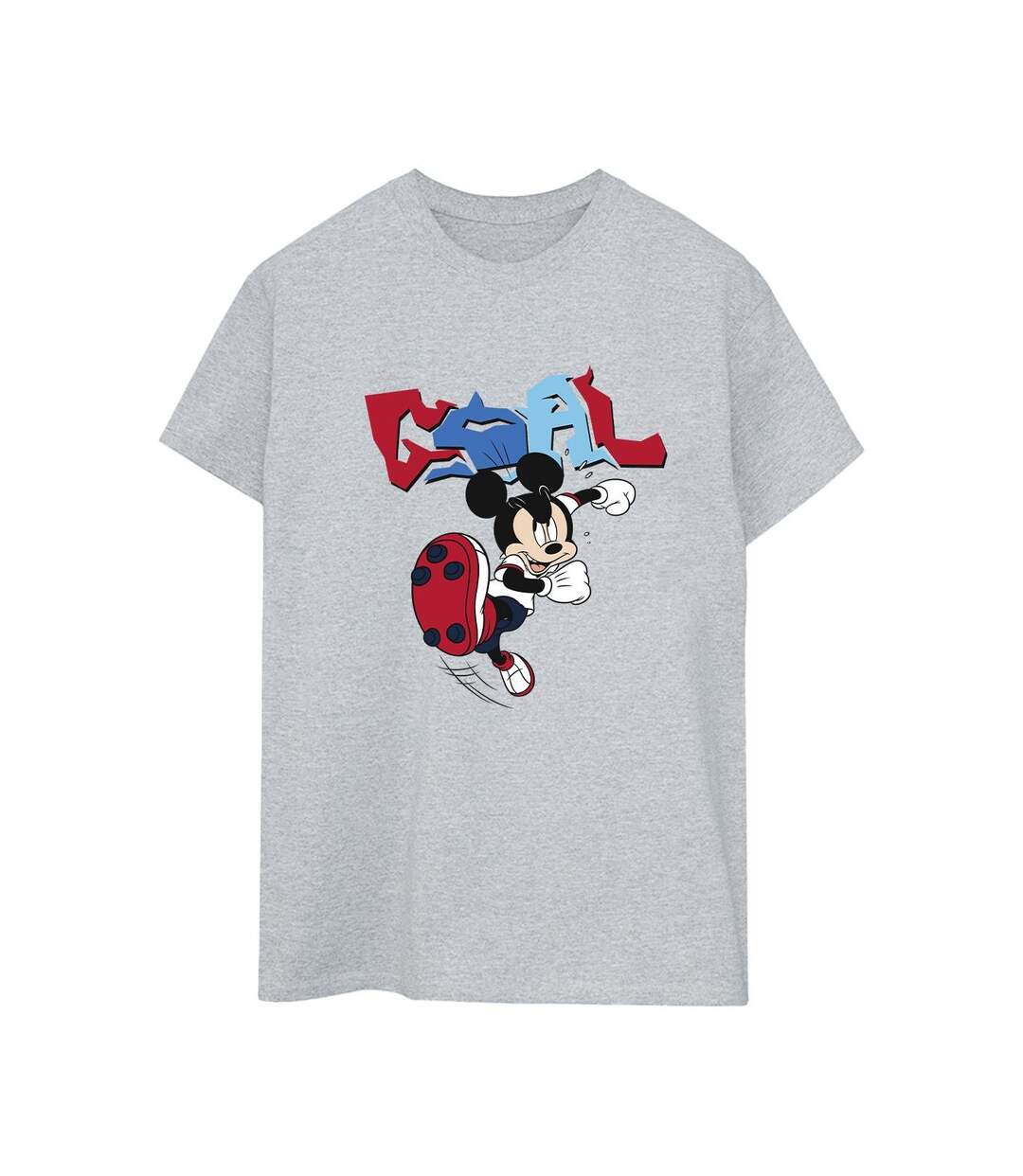 Disney T-shirt boyfriend en coton Mickey Mouse Goal Striker Pose Womens/Ladies (Gris sportif) - UTBI38579-1