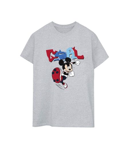 Disney T-shirt boyfriend en coton Mickey Mouse Goal Striker Pose Womens/Ladies (Gris sportif) - UTBI38579