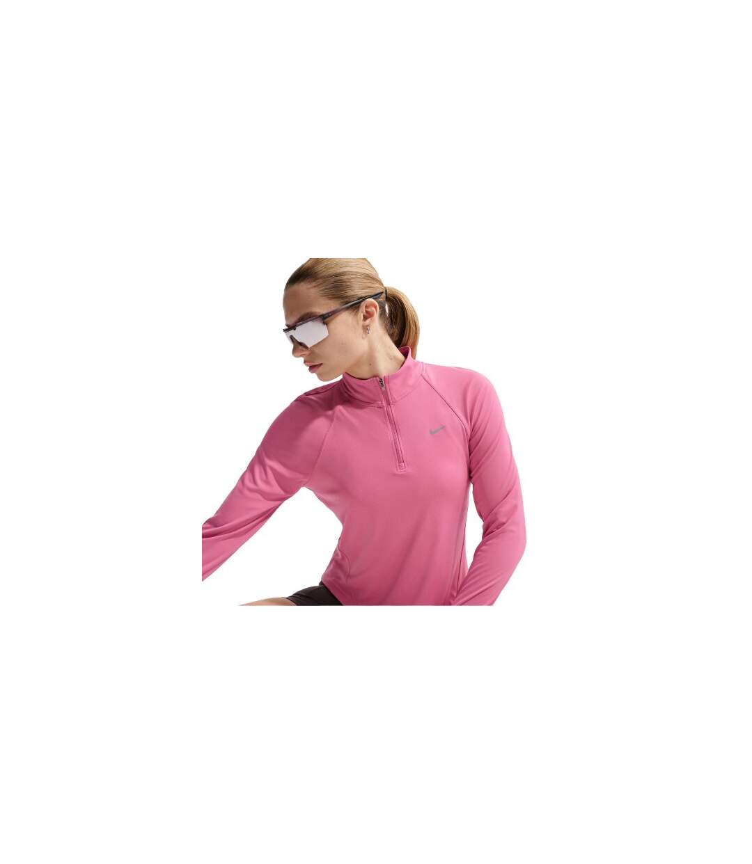 Haut Manches Longues Course À Pied Motif/style Swoosh Femme Rose Pâle Nike-1