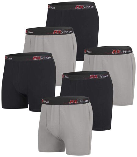 Pack of 6 Men's Plain Boxer Shorts - 3 Black 3 Gray 