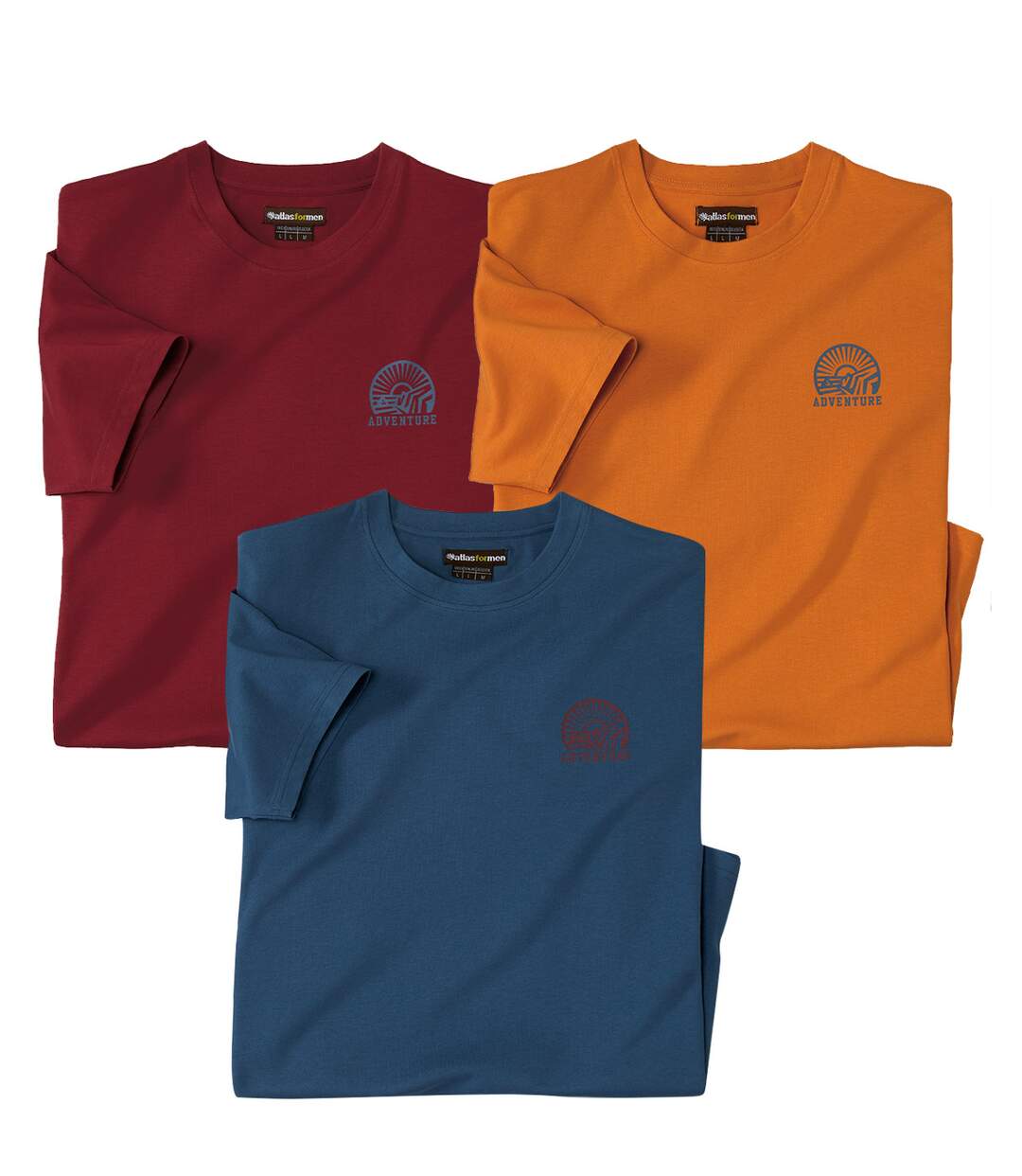 Pack of 3 Men's T-Shirts - Blue Terracotta Ochre-1