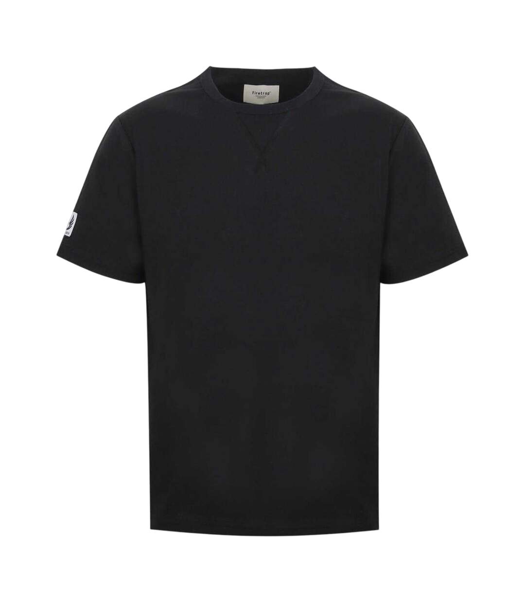Mens Logo Crew Neck Regular Short-sleeved T-shirt Black Firetrap-1