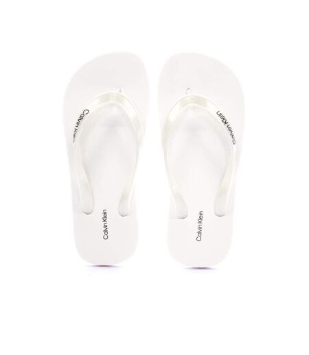 Tongs blanches femme calvin klein jeans flip flop tpu metall