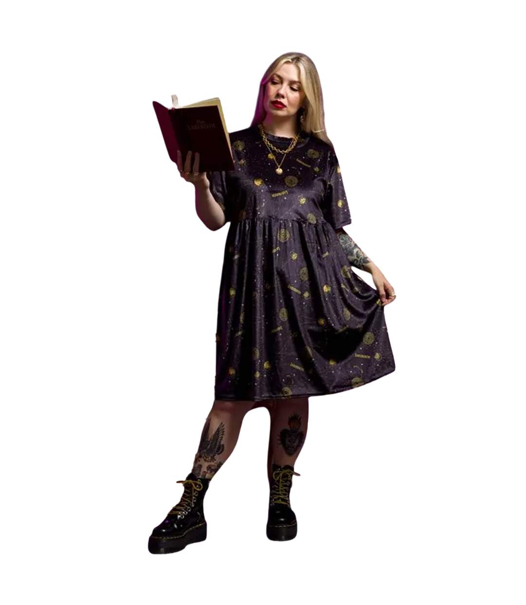Robe Motif/style Céleste Femme Noir Labyrinth-1