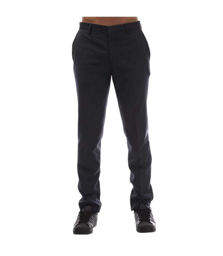 Mens Virgin Wool Slim Trousers Dark Blue Hugo