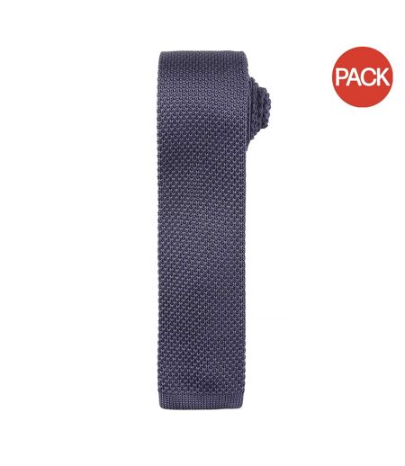 Pack of 2  Mens slim textured knit effect tie  one size steel Premier