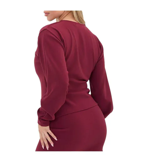 Womens/ladies Ribbed Buttoned Slim Cardigan Burgundy I Saw It First