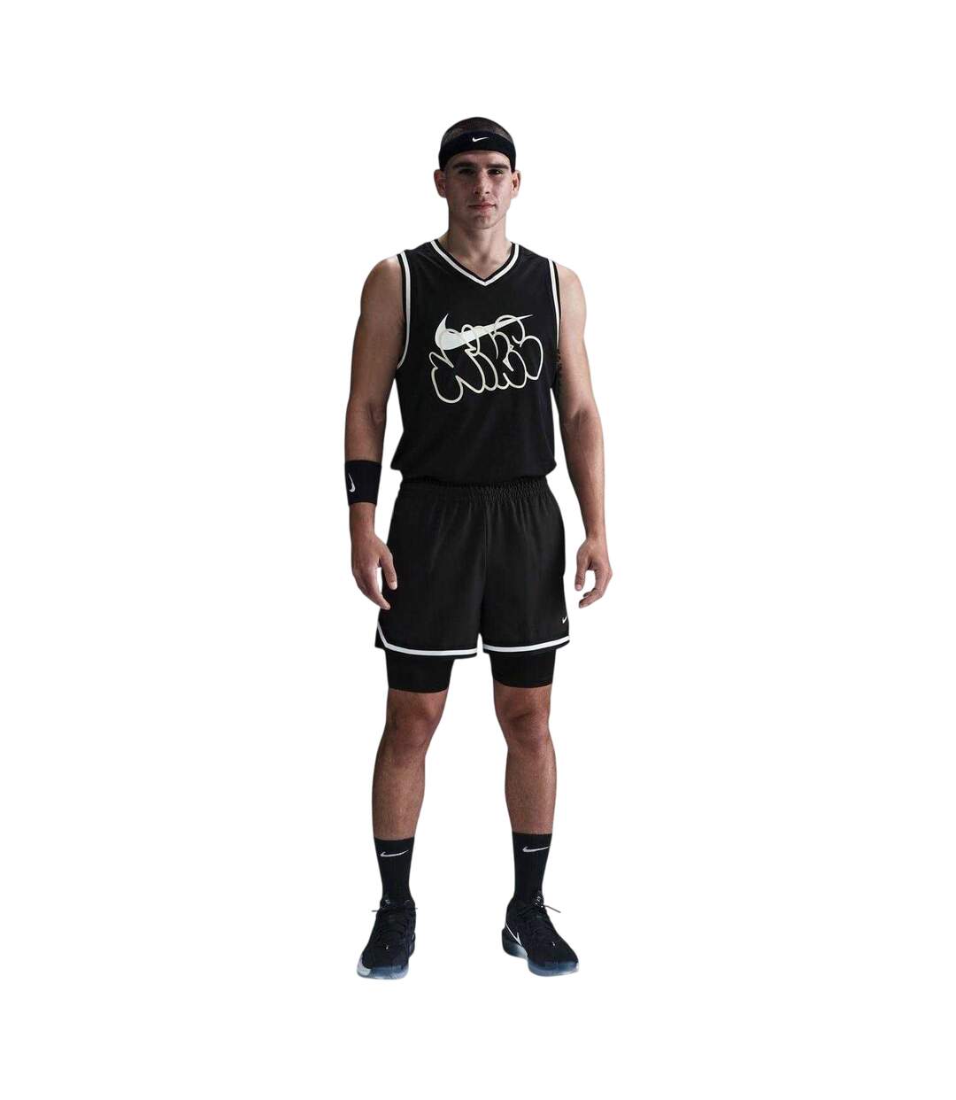 Short De Basket Motif/style 2-en-1 Homme Noir Blanc Nike-1