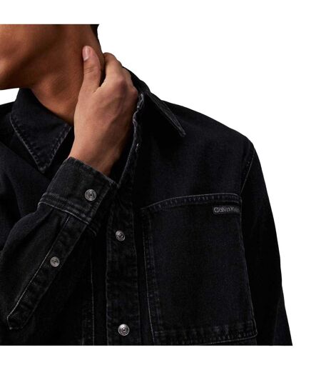 Mens Linear Denim Regular Shirt Black Calvin Klein