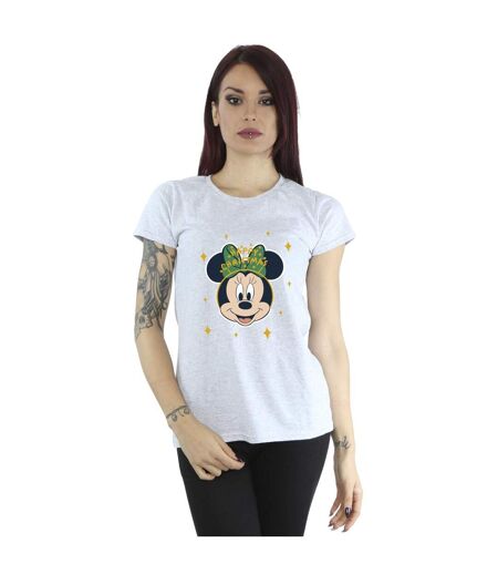 Disney Femme/Les femmes Minnie Mouse Happy Christmas - T-shirt en coton (Gris sportif) - UTBI48836