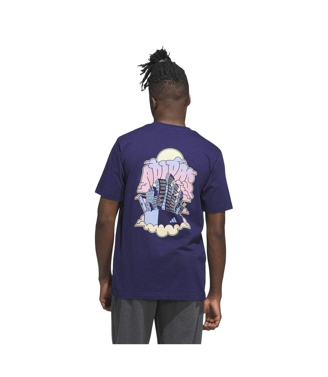 T-shirt Motif/style Scène Urbaine Homme Bleu Foncé Adidas-3