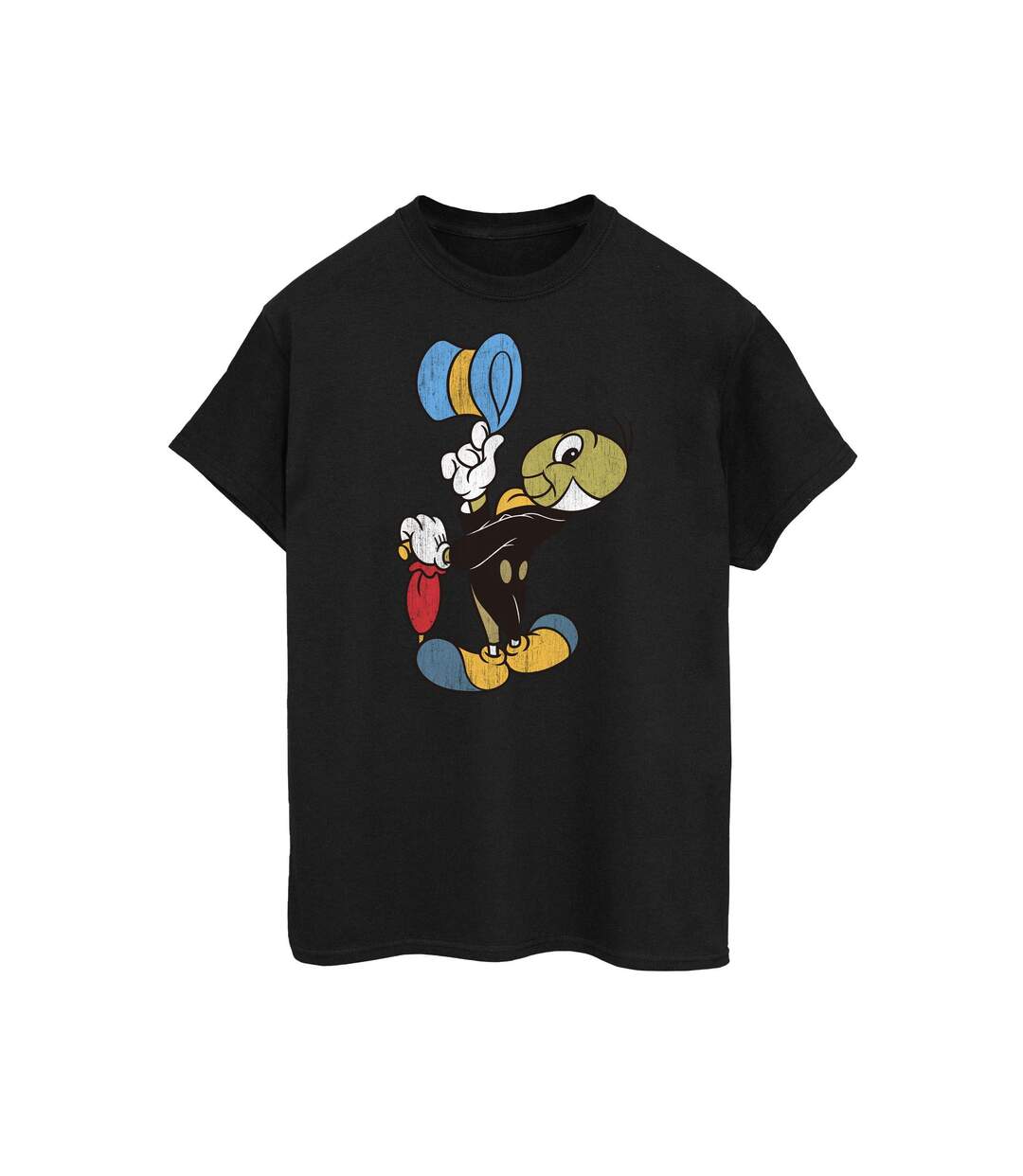 Disney Femme/Les femmes Pinocchio Jiminy Cricket - T-shirt boyfriend en coton (Noir) - UTBI51839-1