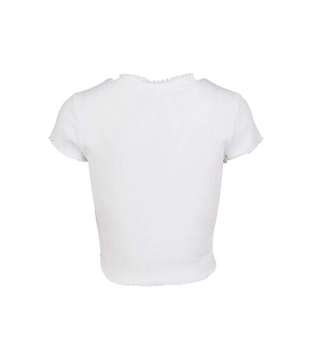 T-shirt Court Motif/style Côtelé Femme Blanc Urban Classics