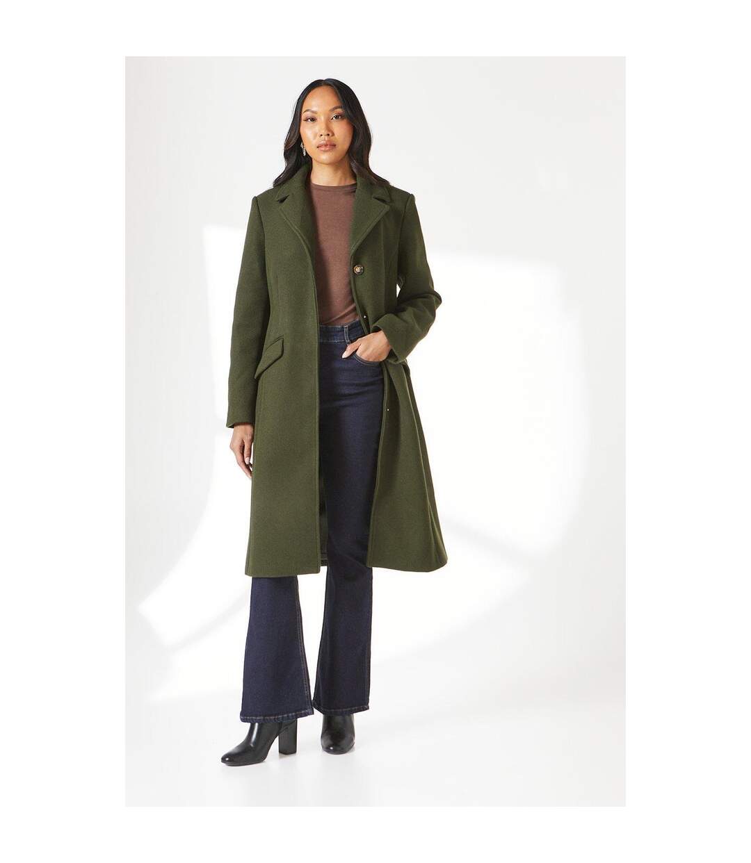 Womens/ladies single-breasted tailored coat forest Principles-1