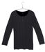 MAYFLOWER - Tee-shirt manches longues noir uni en viscose stretch avec col à 4 boutons-5
