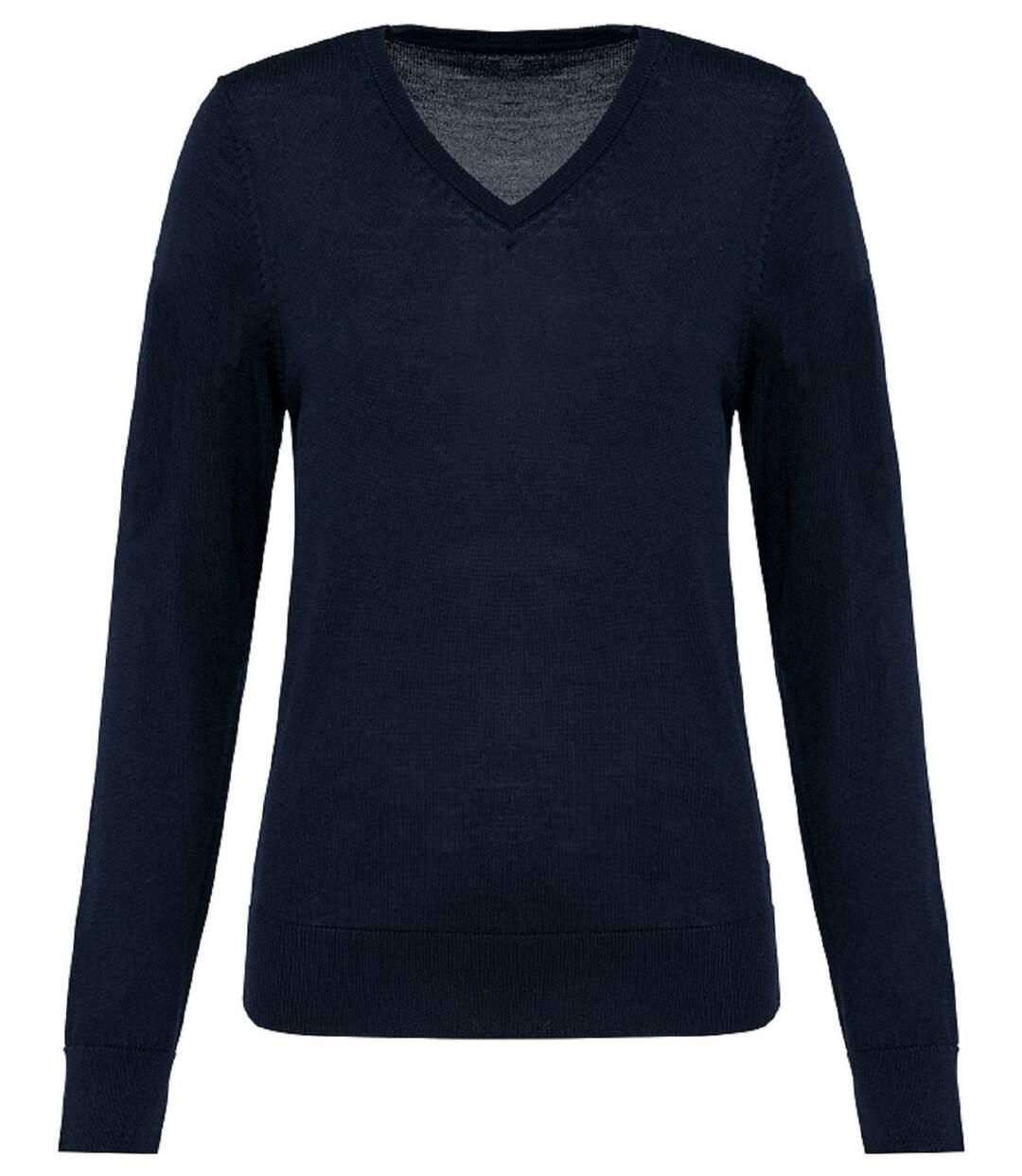 Pull Mérinos col V - Femme - PK911 - bleu marine