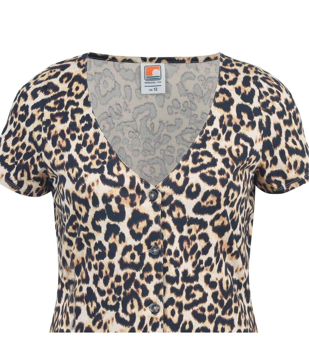 Robe Courte Manches Courtes Femme Beige Noir SoulCal-4