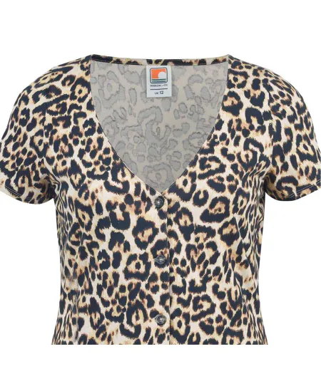 Robe Courte Manches Courtes Femme Beige Noir SoulCal