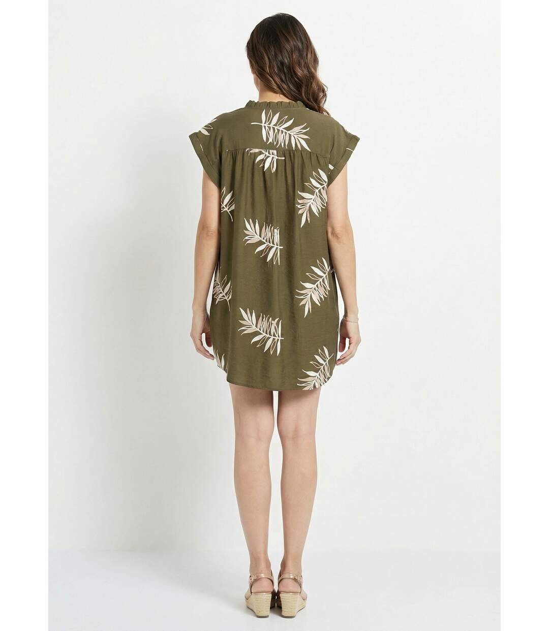 Robe housse courte, broderies feuilles-2