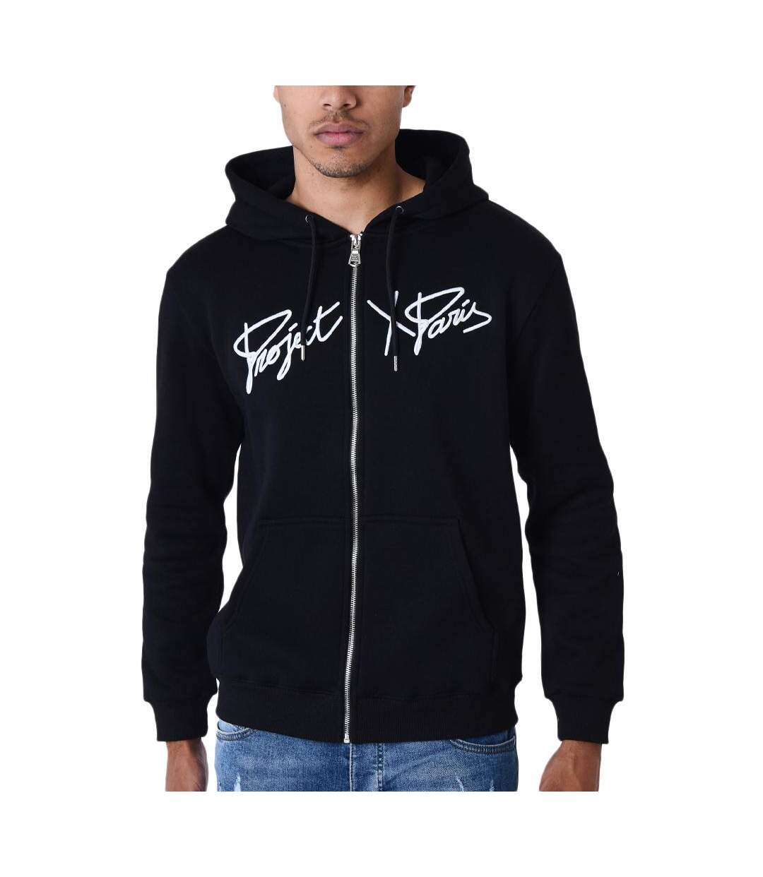 Sweat Zippé Noir Homme Project X Paris Broderie Origin - M-1