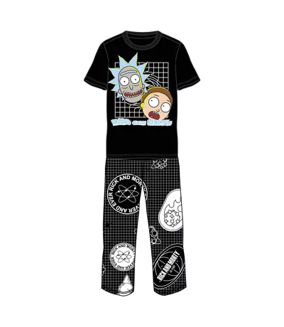 Ensemble De Pyjama Motif/style Quadrillage Homme Noir Blanc Rick And Morty