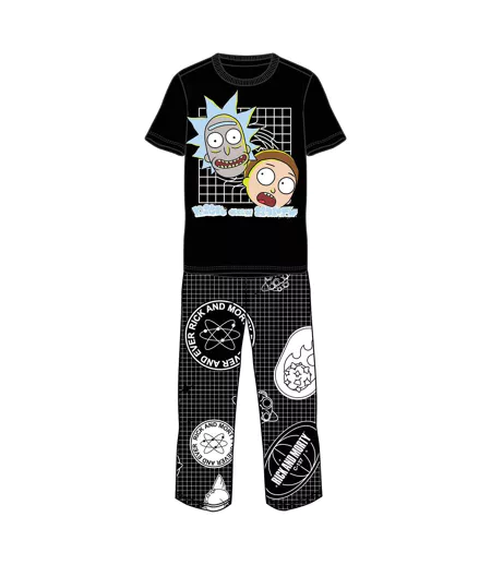 Ensemble De Pyjama Motif/style Quadrillage Homme Noir Blanc Rick And Morty