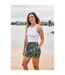 Womens/ladies Sand Dune Recycled Printed Shorts Khaki Brown Animal-1