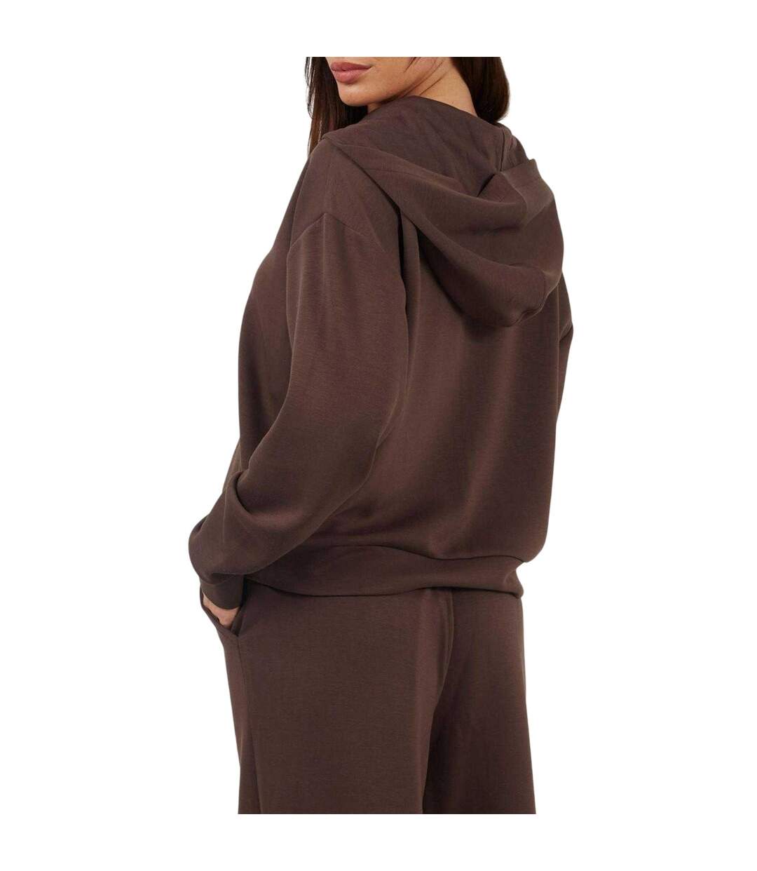 Womens/ladies Scuba Full Zip Hoodie Chocolate Brave Soul-3