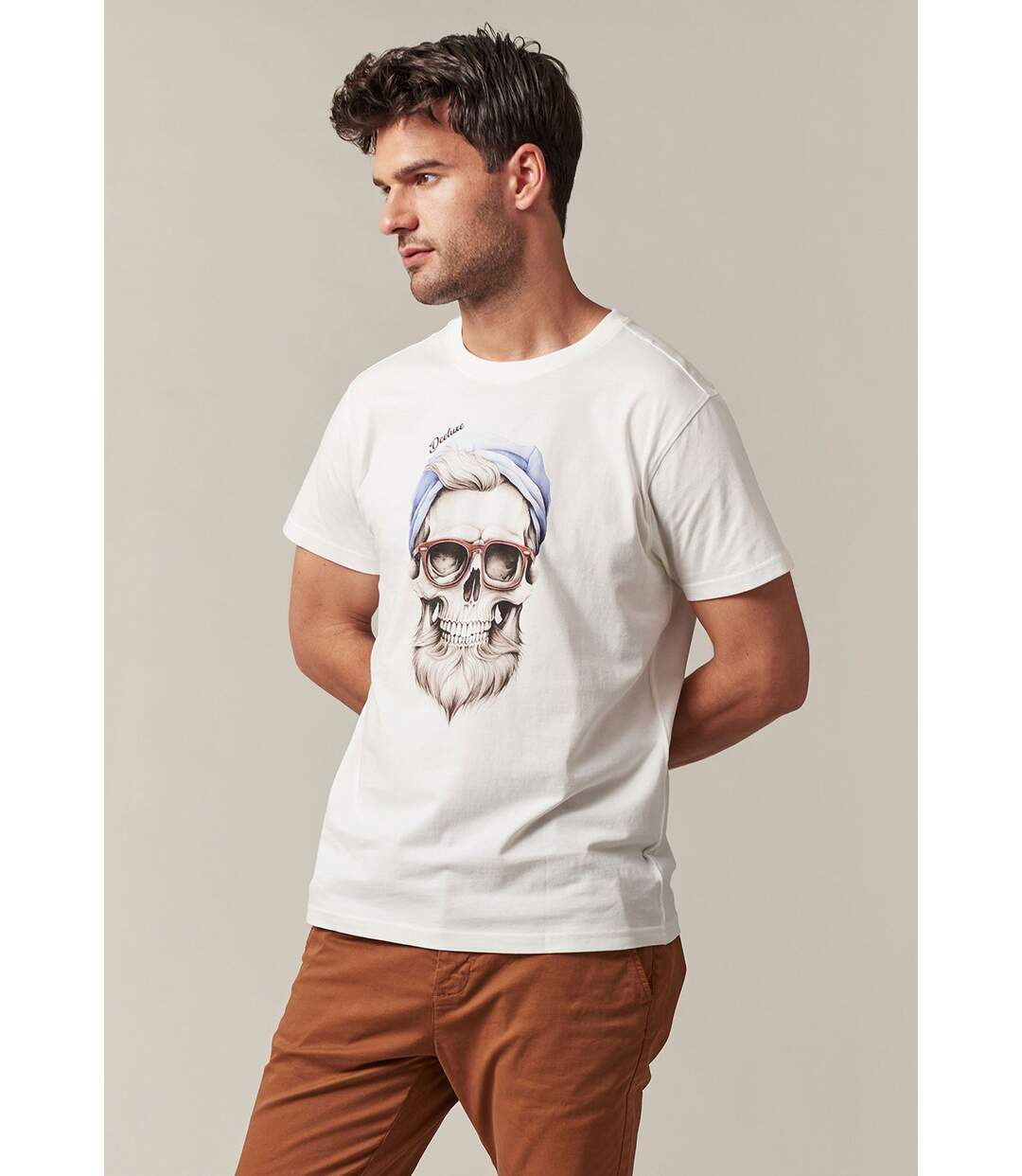 tshirt col rond avec tête de mort sur le devant GARLAND