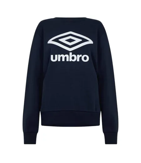 Womens/ladies Ribbed Cuff Relaxed Fit Sweatshirt Navy Print Umbro