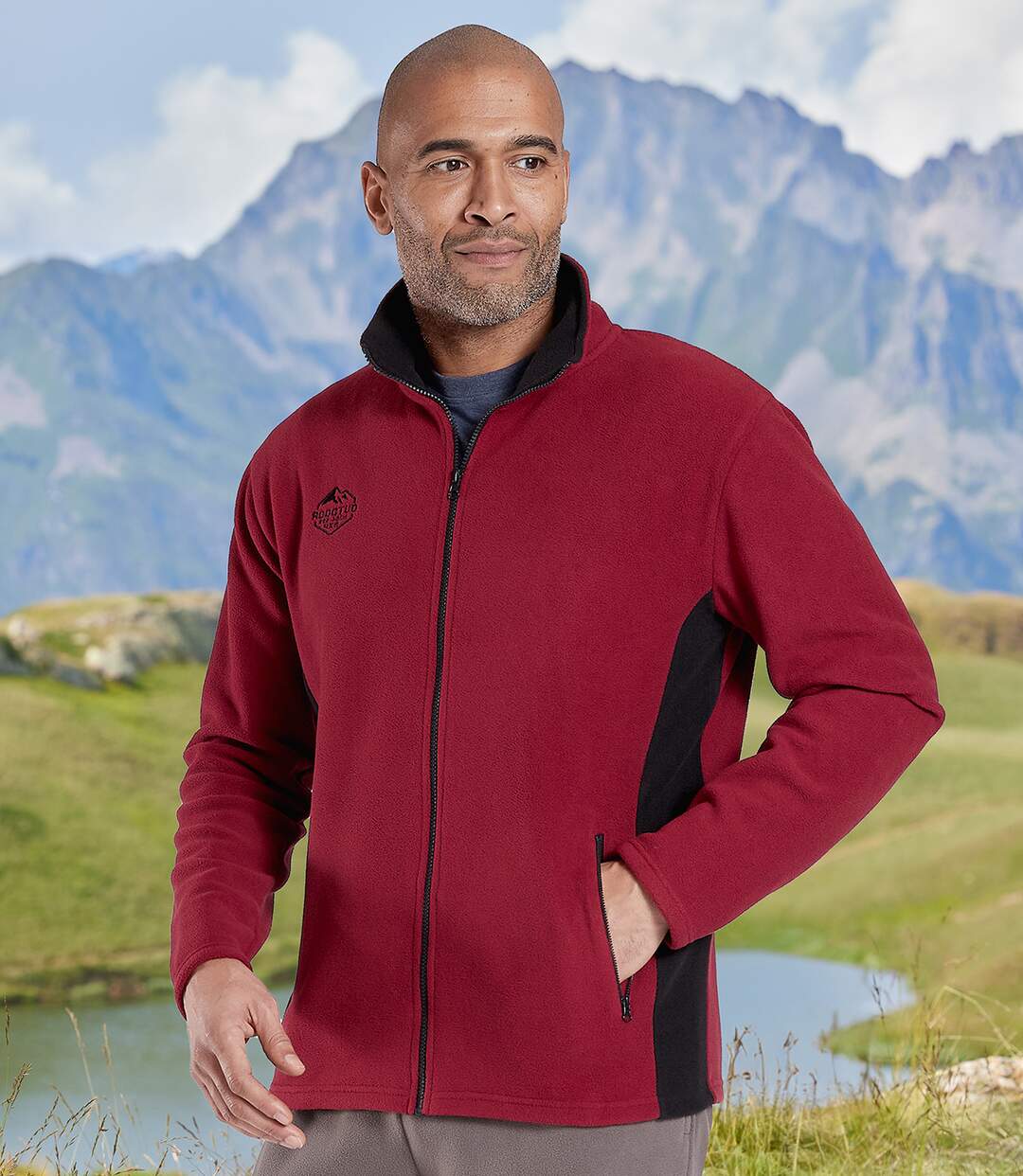 Pack of 2 Men's Fleece Jackets - Grey Burgundy-4