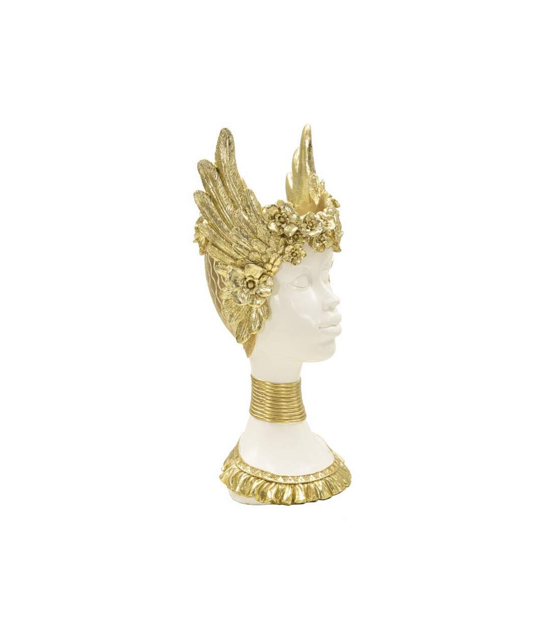 Statuette Buste Femme Athena 38cm Blanc & Or-2