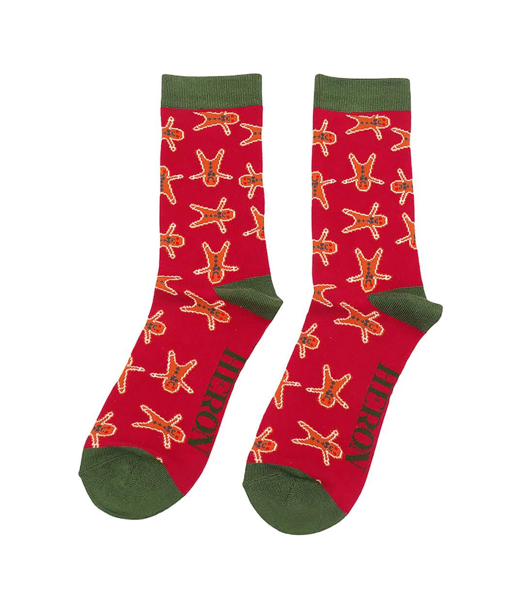 1 Pack Mens Dark Red Gingerbread Men Bamboo Socks-3
