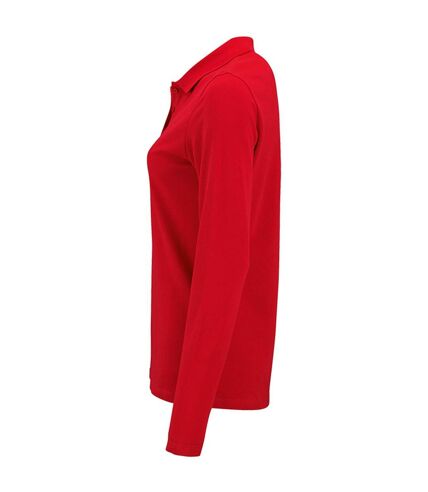 SOLS Womens/Ladies Perfect Long Sleeve Pique Polo Shirt (Red)