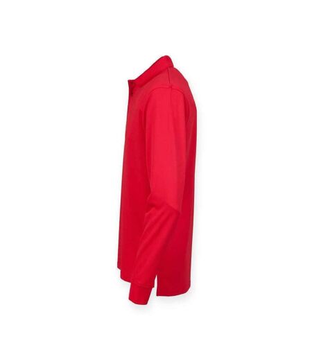 Henbury Adults Unisex Long Sleeve Coolplus Piqu Polo Shirt (Classic Red)