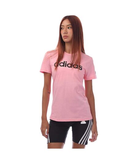 T-shirt Style Logo Essentials Femme Rose Noir Adidas