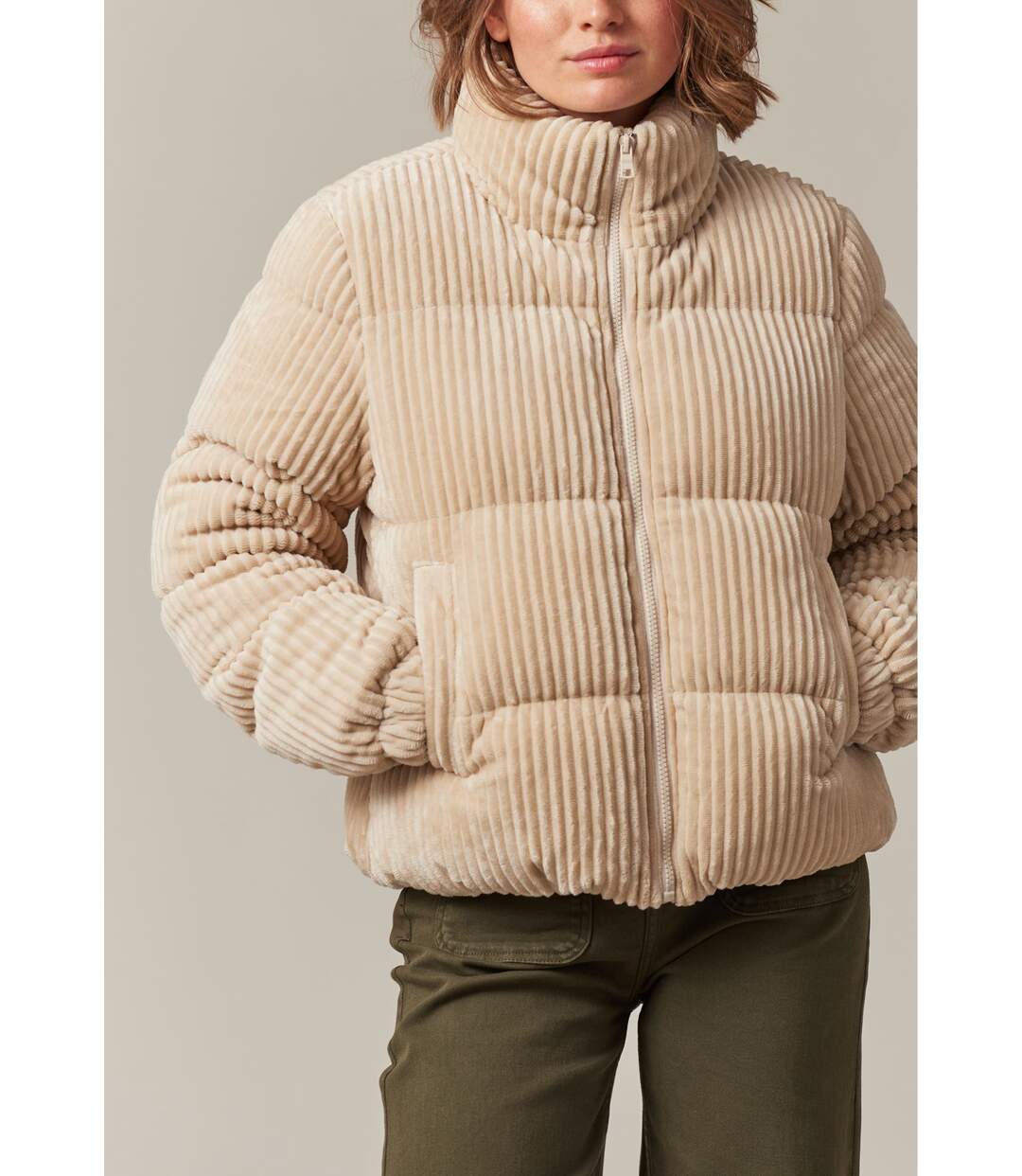 Blouson en velours côtelé doux et rembourré en polyester NOELIA-3