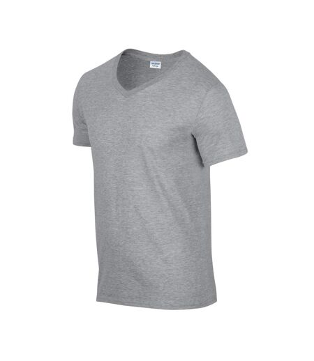 Gildan Unisex Adult Softstyle V Neck T-Shirt (Sports Gray)