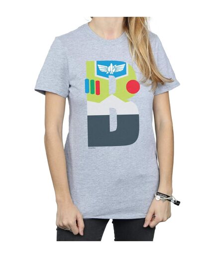 Disney Womens/Ladies Alphabet B Is For Buzz Lightyear Cotton Boyfriend T-Shirt (Gris sportif) - UTBI46921