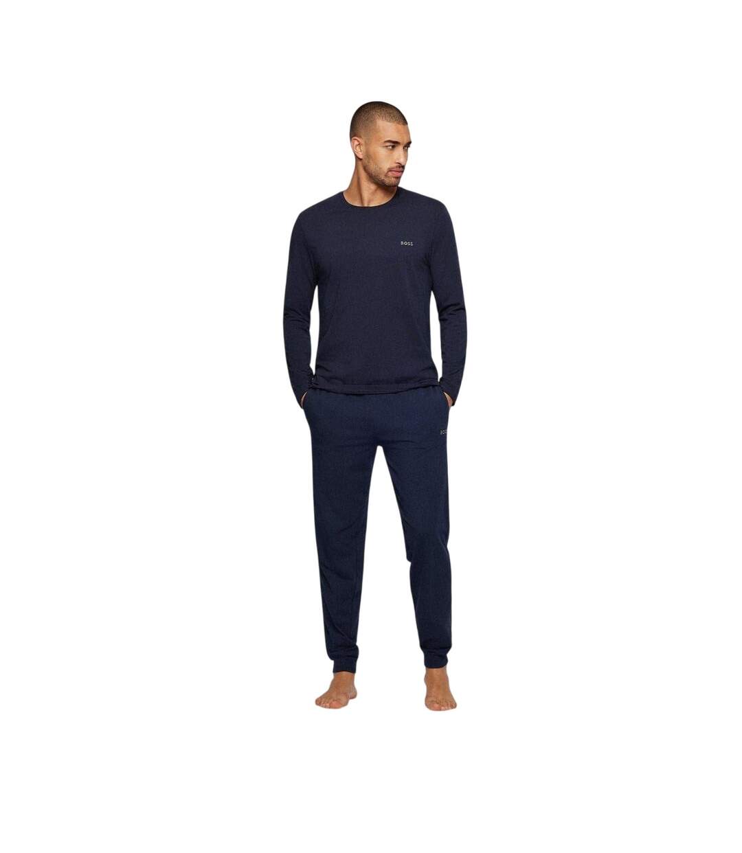 T-shirt Manches Longues Motif/style Logo Brodé Homme Bleu Marine Boss-3