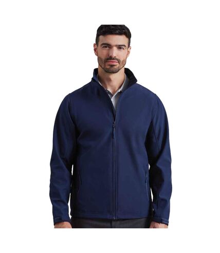 Mens recycled wind resistant soft shell jacket navy Premier