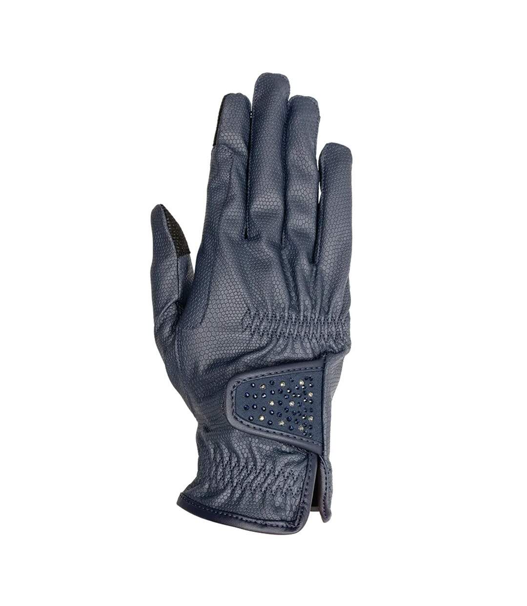 Unisex Adult Shimmer Riding Gloves Navy Silver Hy-1